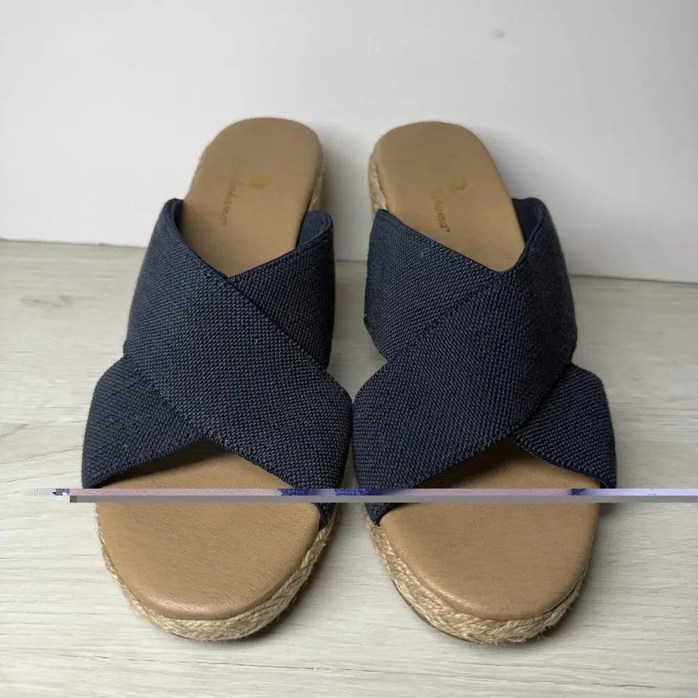 Tommy Bahama Suzette Navy Blue Espadrille Wedge Sandals Women's 7.5M PL282190